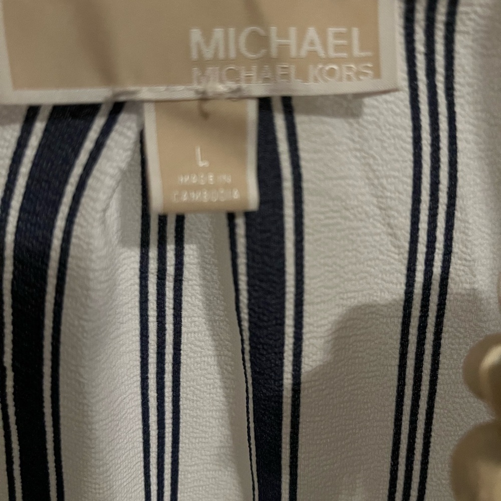 Michael Kors Navy and White Zip Front Blouse - Picture 5 of 5